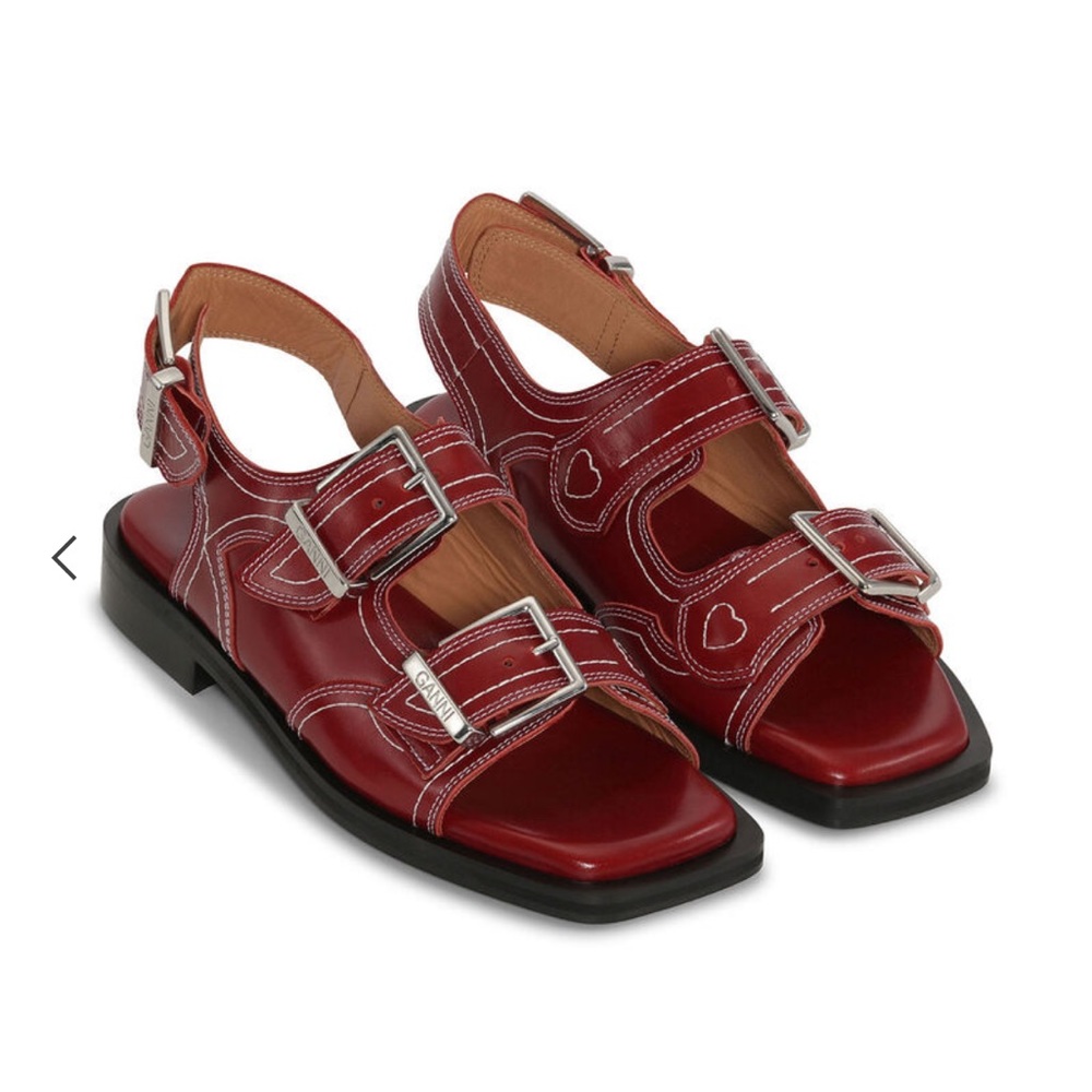 Ganni Western Embroidered Sandals